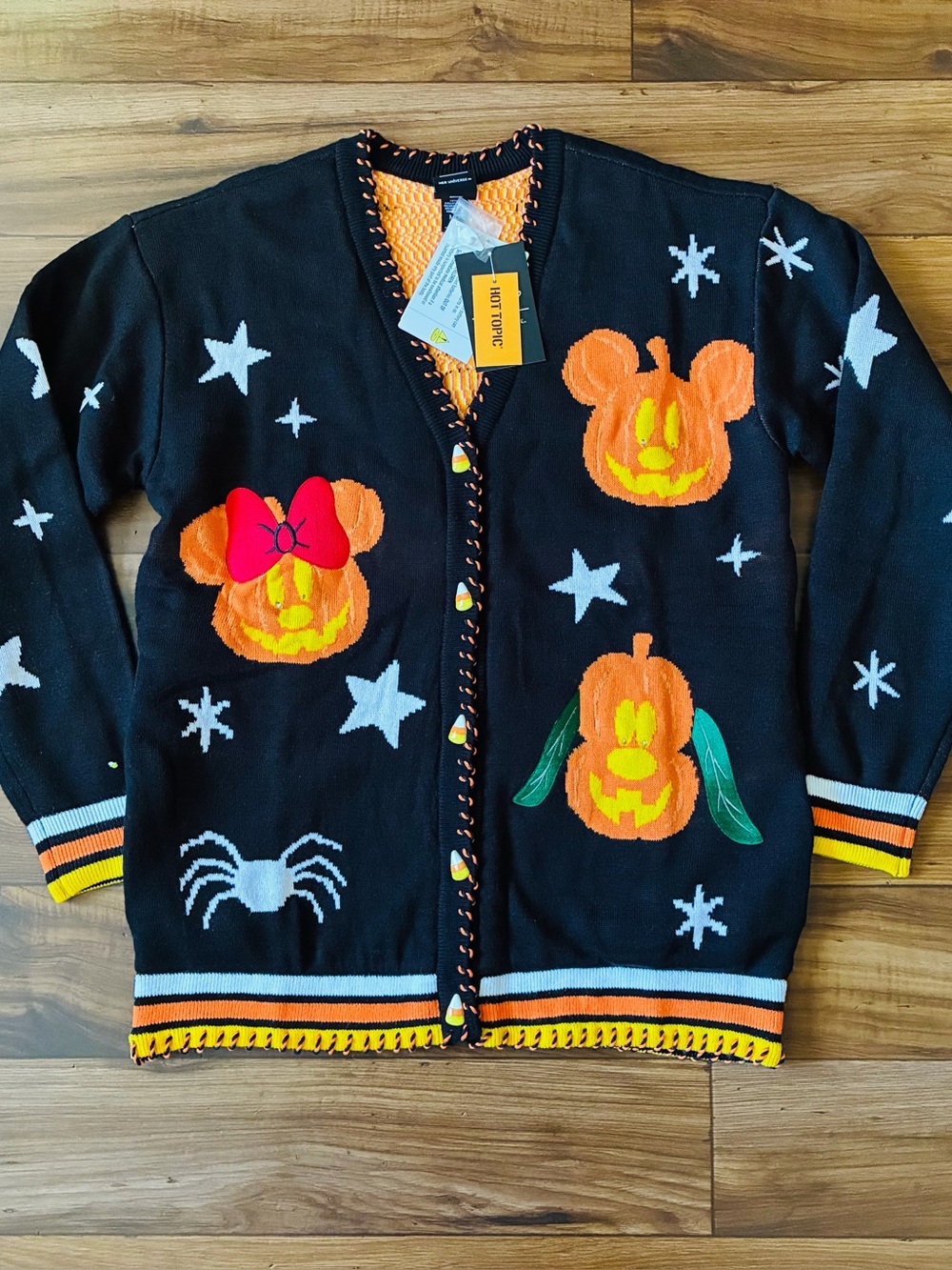 NWT Disney Her Universe Halloween Womens M Cardigan Pumpkin Mickey and Friends